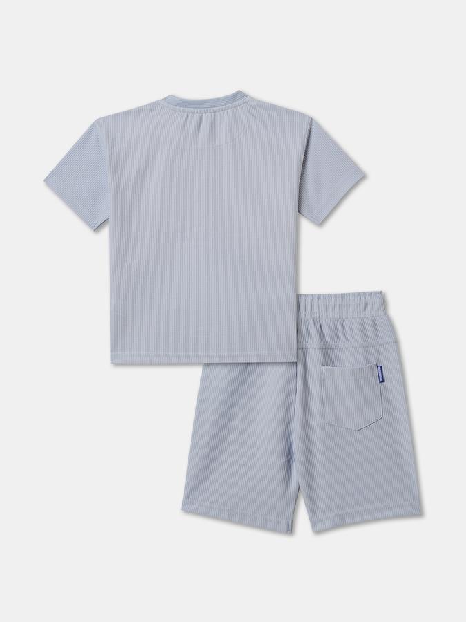 Boys Solid Crew Neck T-shirt with Shorts Fashion Set