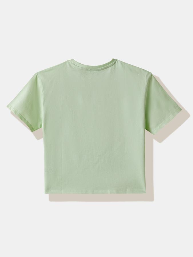 Girls Cotton Regular Fit Crew Neck Graphic T-shirt