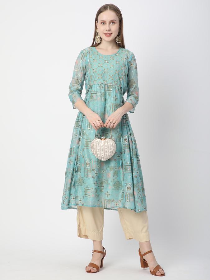 Women Printed Flared Kurta image number 1