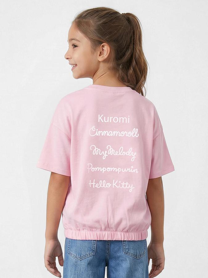 R&B Green Girls Printed Short Sleeves Tshirt