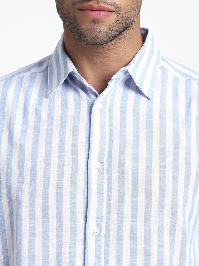 Men Cotton Regular Fit Button-Down Collar Striped Shirt