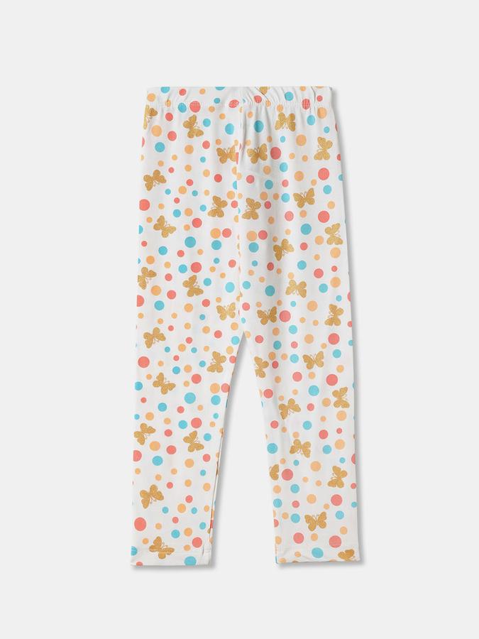 Girls Cotton Skinny Fit Elastic Waist Printed Leggings