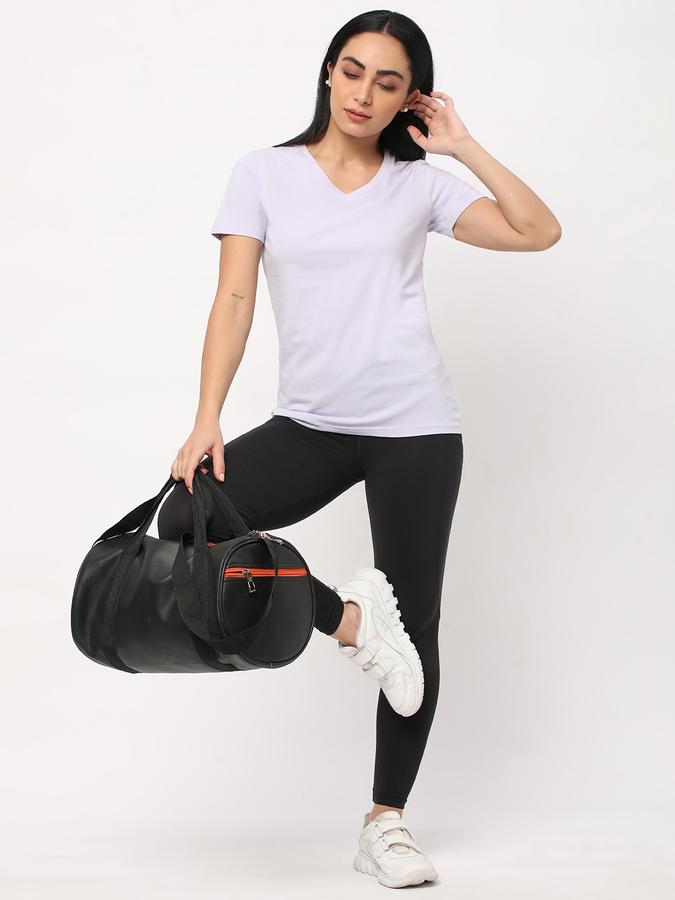 Women Cotton Relaxed Fit V-Neck Solid T-shirt