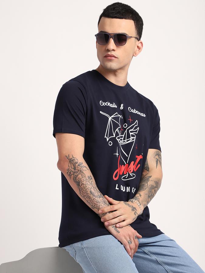 Men Cotton Regular Fit Crew Neck Graphic T-shirt