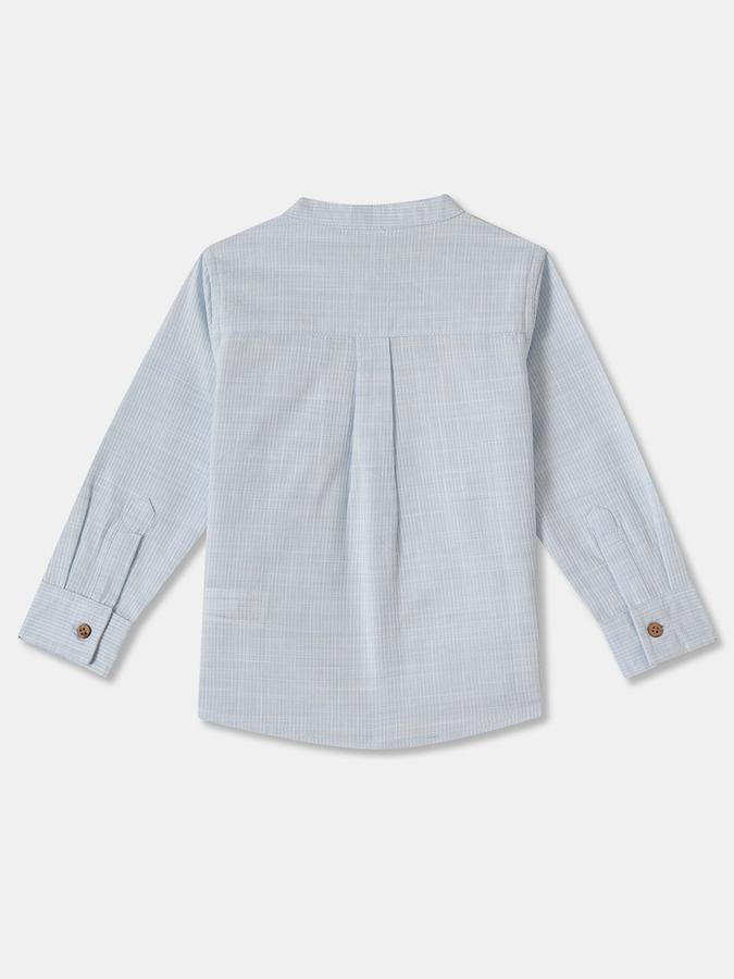 Boys Regular Fit Full Sleeve Mandarin Collar Shirt