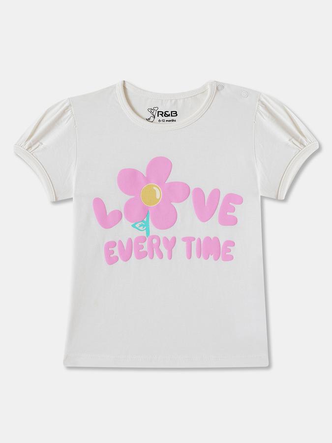 R&B Baby Girls Graphic Print Pure Cotton Regular T Shirt