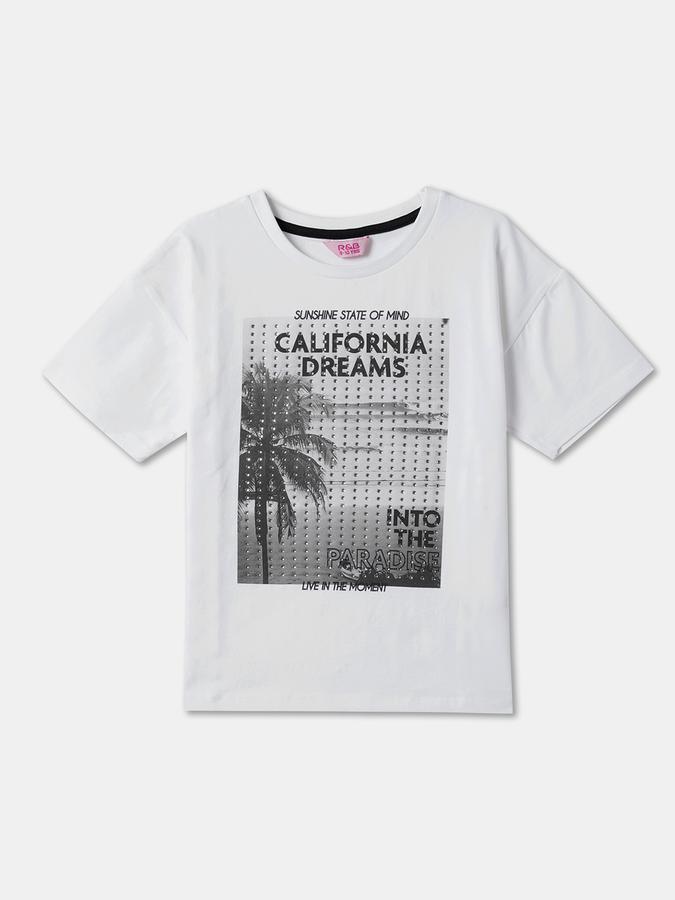 Girls Typographic Print Round-Neck Top 