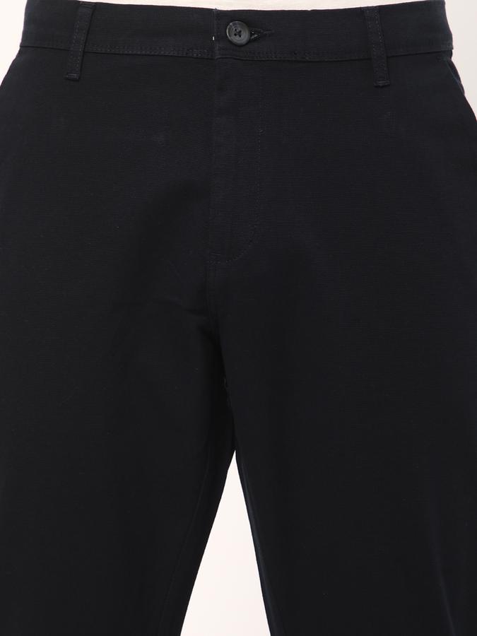 Men Cotton Slim Fit Flat Front Solid Trousers