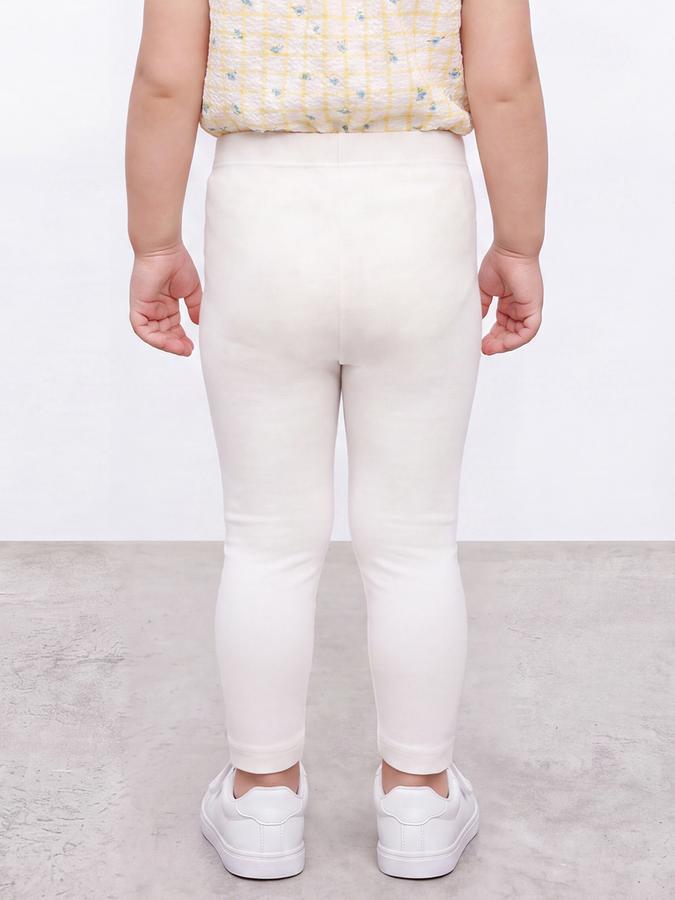 R&B Girls Ivory Solid Elasticated Waist Leggings