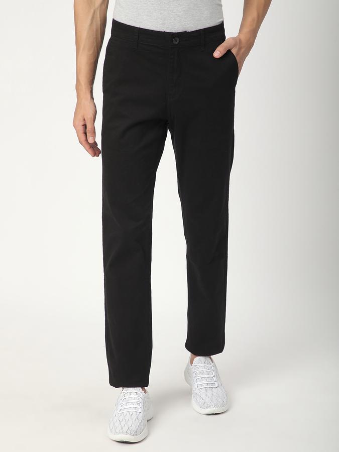 Men Cotton Regular Fit Flat Front Solid Trousers