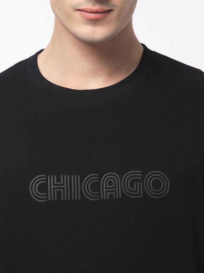 Men Cotton Relaxed Fit Crew Neck Typographic T-shirt