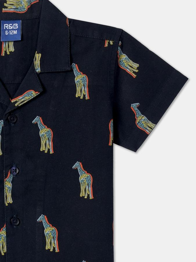 Boys Regular Fit Short Sleeve Camp Collar Shirt