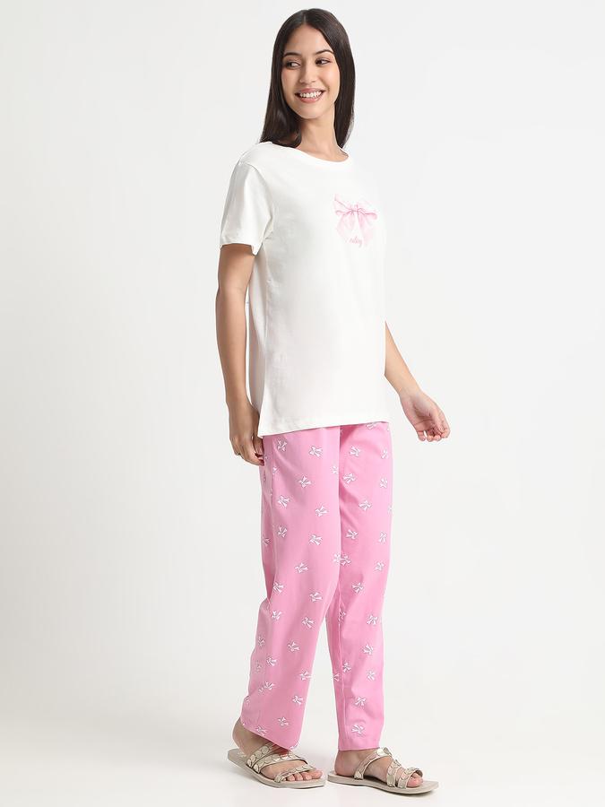 Women Cotton Relaxed Fit Elastic Waist Printed Pajama Pants