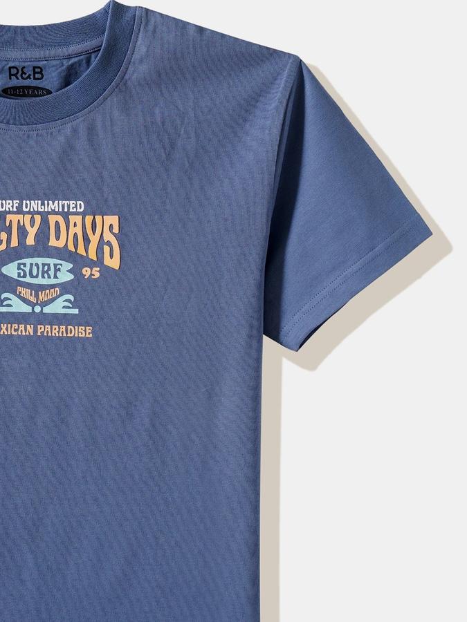 Boys Cotton Regular Fit Crew Neck Graphic T-shirt