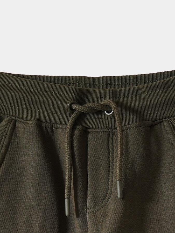 Boys Cotton Tapered Fit Drawstring Waist Cuffed Hem Joggers