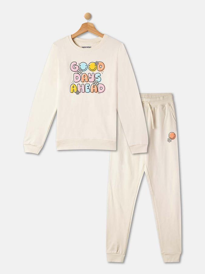 R&B Girls' White Printed Co-ord Set
