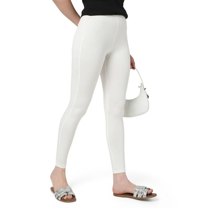 R&B Women Ivory Solid Leggings