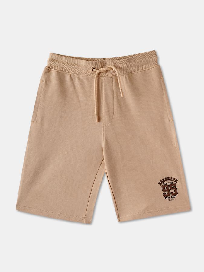 Boys Cotton Graphic Print Drawstring Waist Clean Hem Shorts