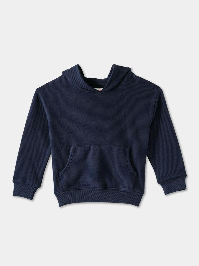 Boys Cotton Relaxed Fit Hooded Textured Hoodie