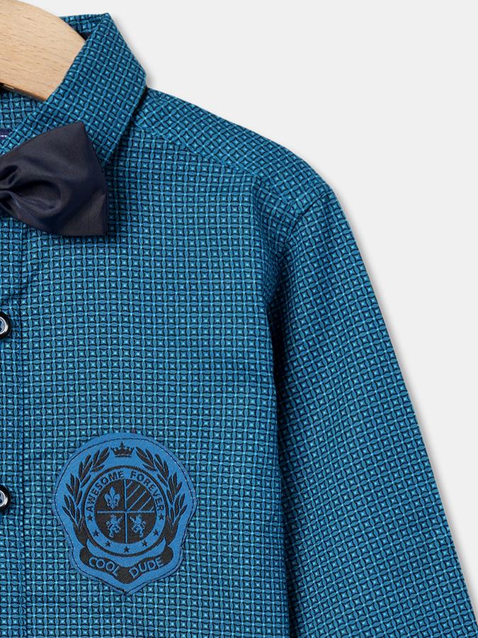 R&B Boys' Blue Printed Shirt