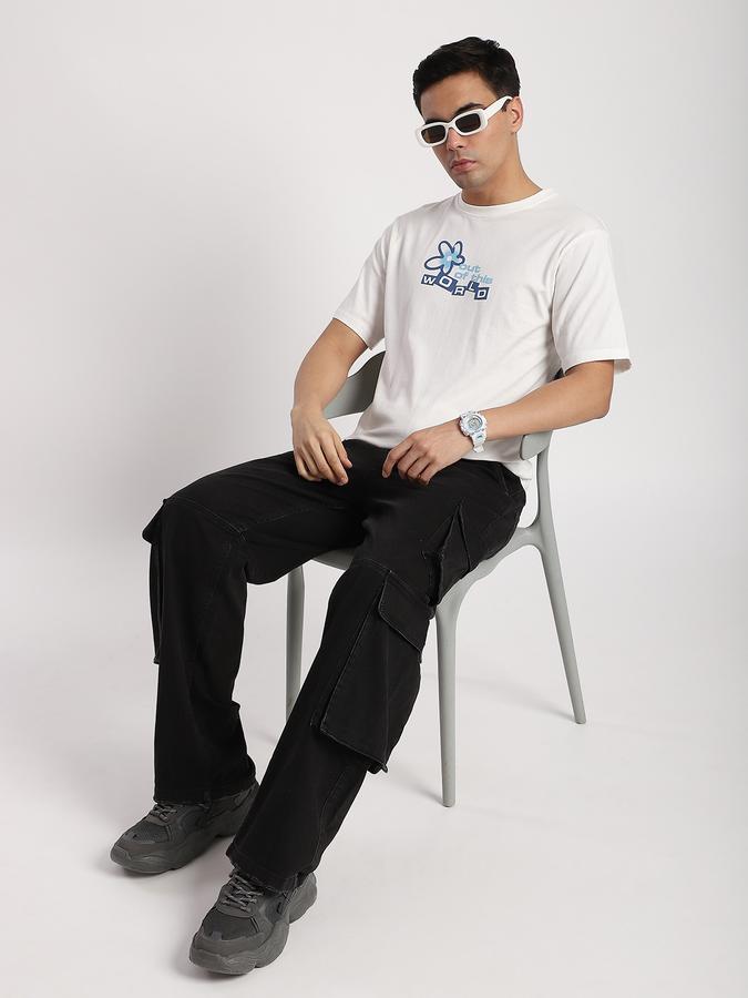 R&B Men's White Printed T-Shirt