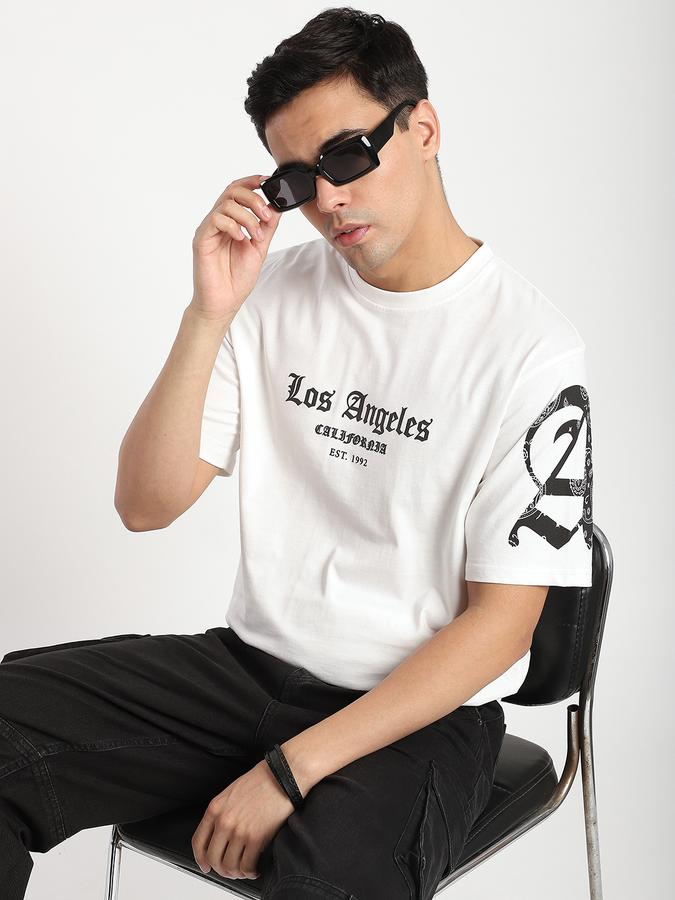 Men Cotton Relaxed Fit Crew Neck Graphic T-shirt