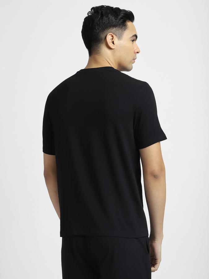 Men Cotton Blend Regular Fit Crew Neck Solid T-shirt