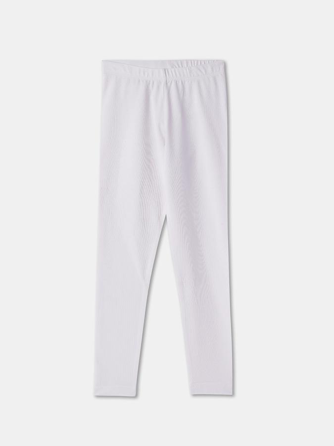 Girls Cotton Blend Skinny Fit Elastic Waist Solid Leggings