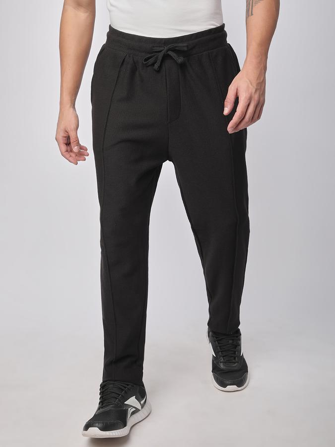 Men Cotton Blend Regular Fit Drawstring Waist Open Hem Trackpants