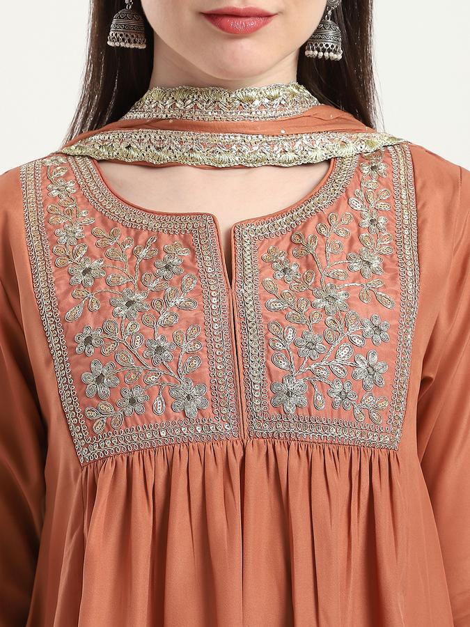 Women Poly Blend Embroidered Kurta and Palazzo Set