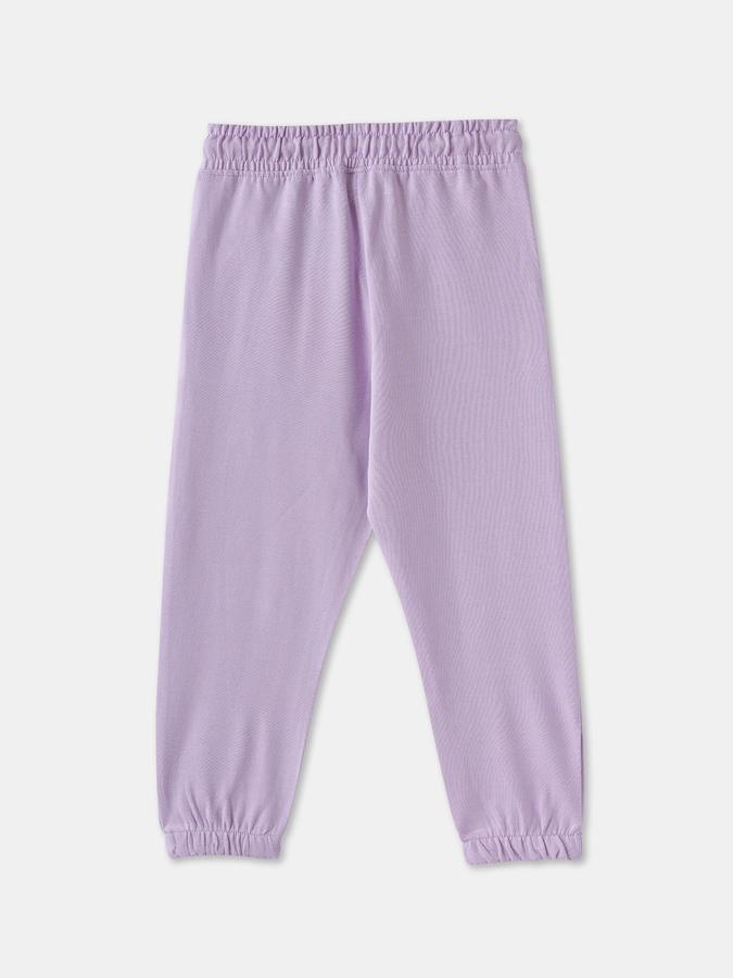 Girls Cotton Regular Fit Drawstring Waist Cuffed Hem Joggers