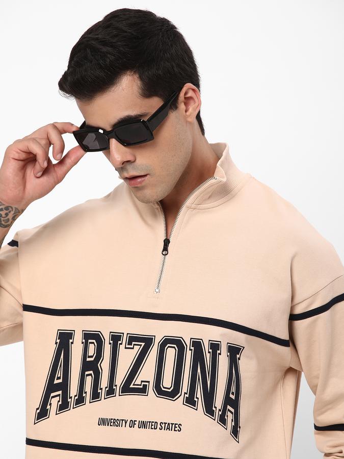 Men Fleece Regular Fit Half Zip Graphic Sweatshirt