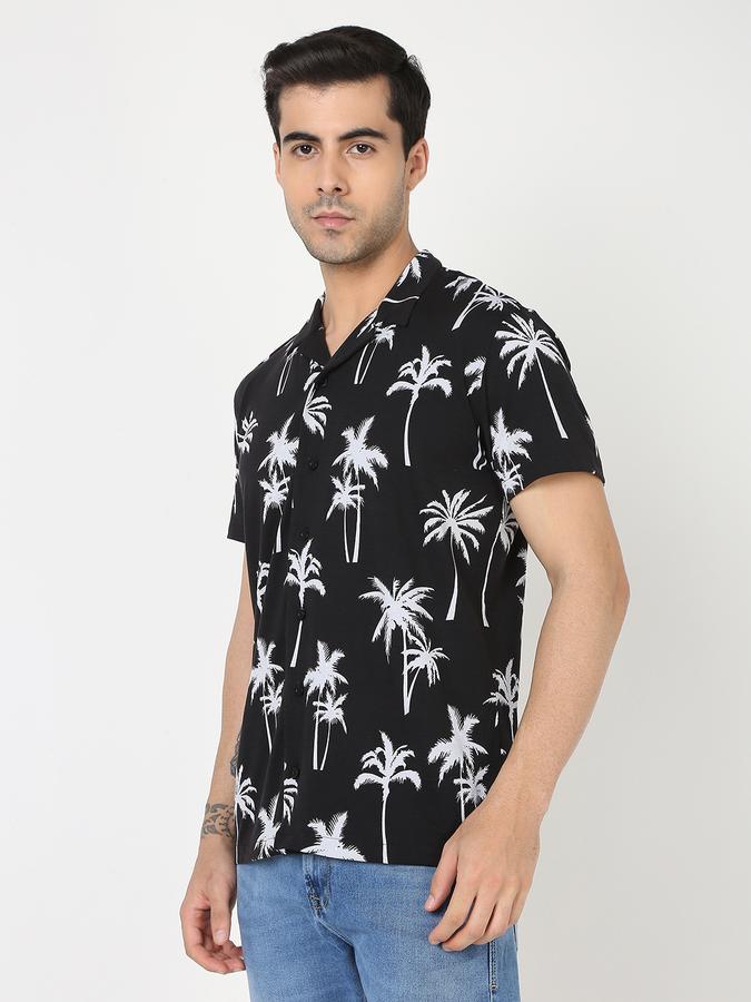 Men Cotton Regular Fit Cuban Collar Printed Shirt