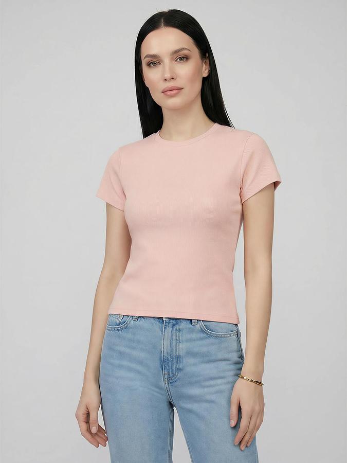 R&B Pink Solid Women Fitted Top 