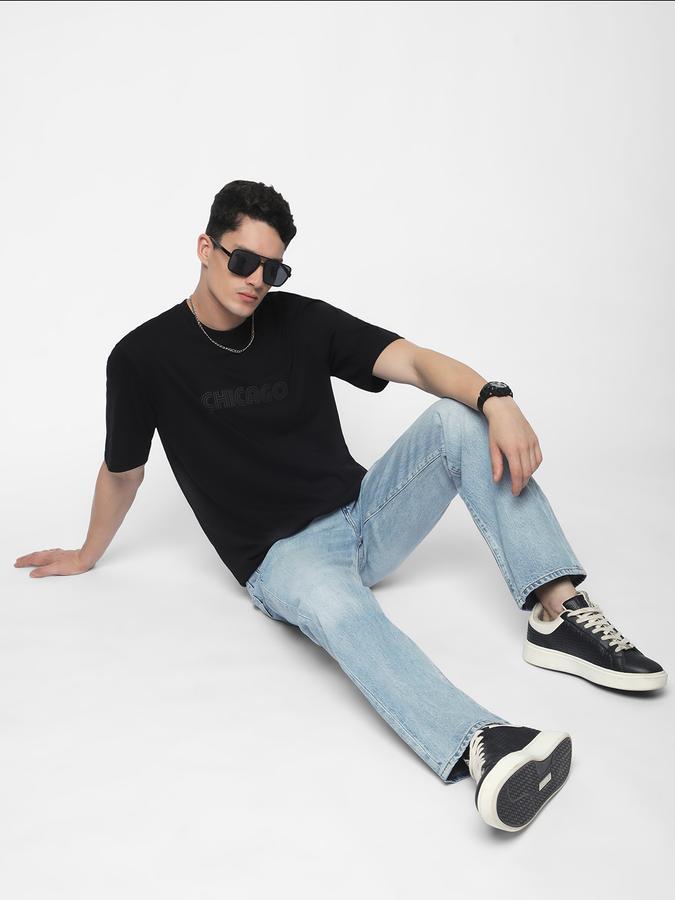 Men Cotton Relaxed Fit Crew Neck Typographic T-shirt