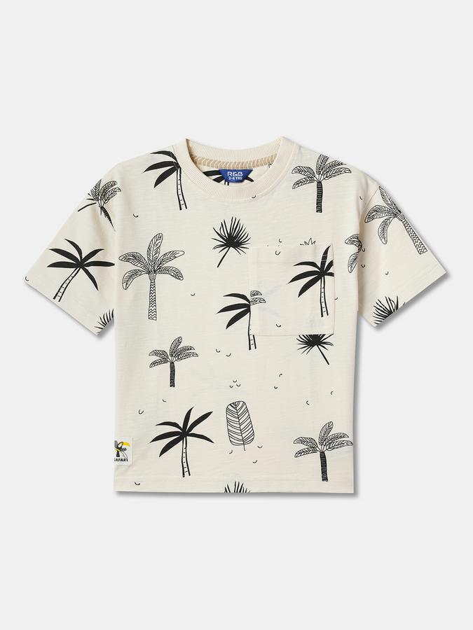 Boys Printed Relaxed Fit Crew-Neck T-Shirt with Patch Pocket data-index=
