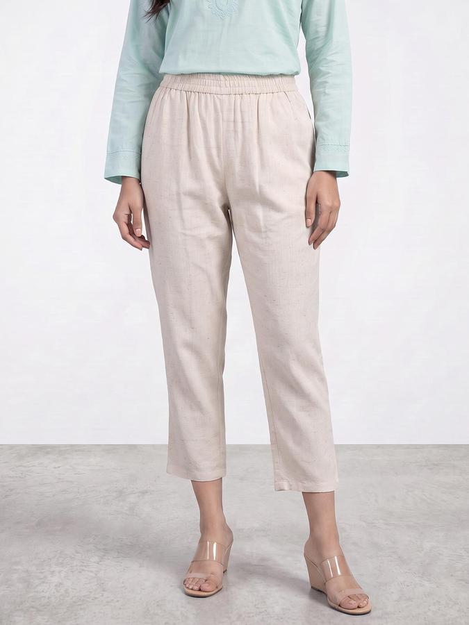 R&B Women Off White Textured Ethnic Pant