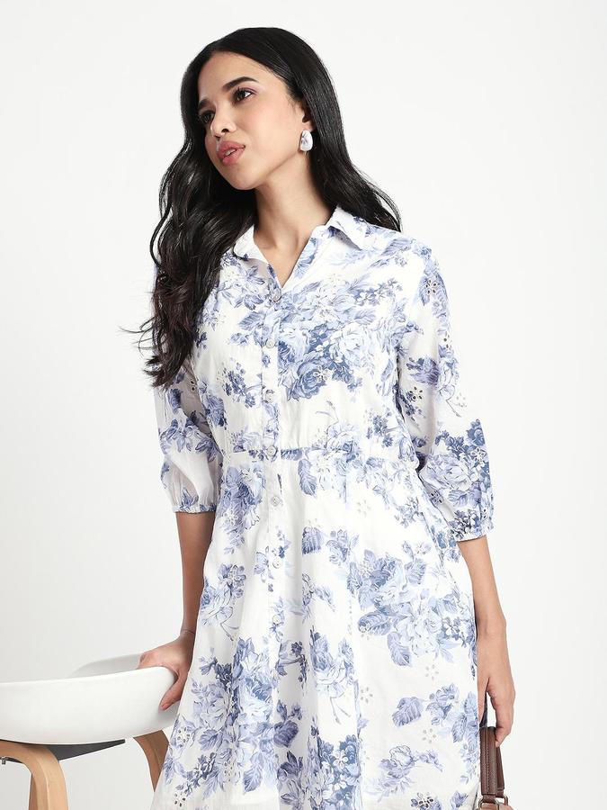 R&B White Printed Women Regular fit Dress
