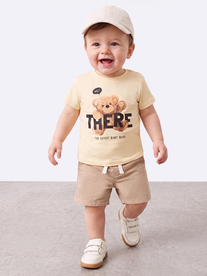 R&B Boys Yellow Teddy Printed Short Sleeves Tshirt