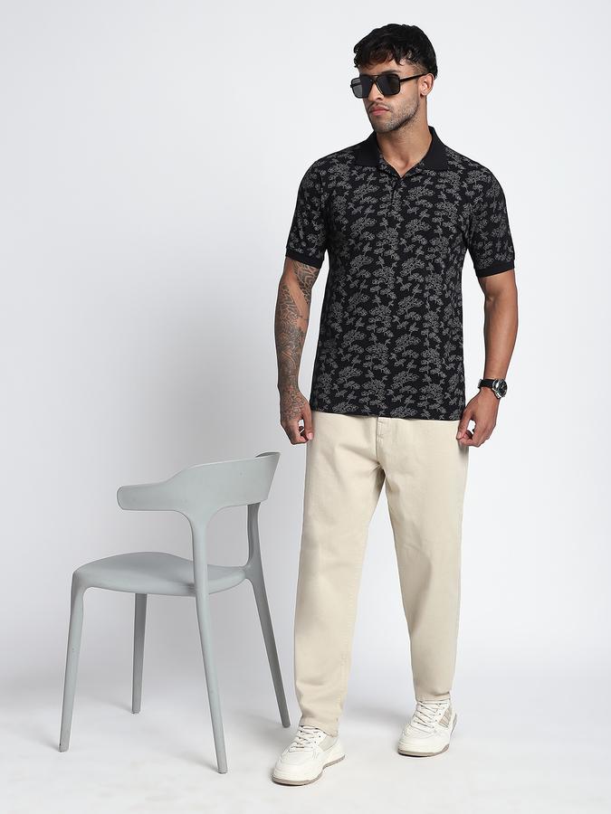 R&B Men's Black Printed T-Shirt