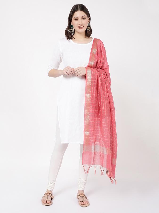 R&B Women's Fuchsia Checked Dupatta