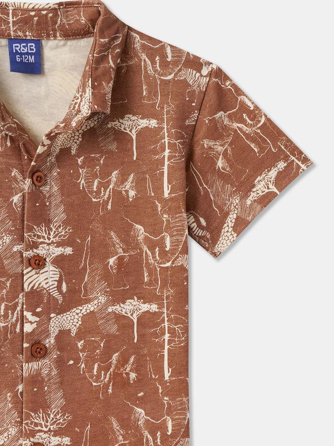 Boys Cotton Regular Fit Long Sleeve Printed Shirt