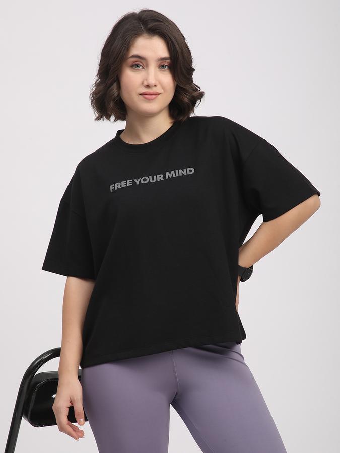 Women Viscose Blend Relaxed Fit Crew Neck Graphic Top
