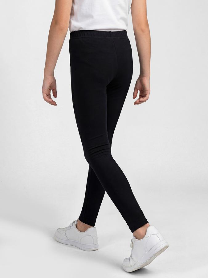 R&B Black Solid Girls Leggings
