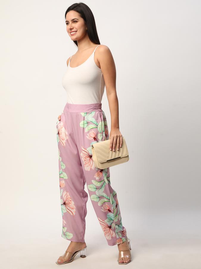 Women Rayon Palazzo Elasticated Waist Printed Trousers