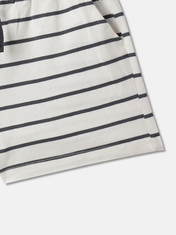 Girls Cotton Striped Elastic Waist Clean Hem Shorts