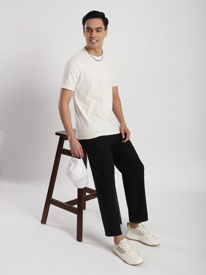 Men Cotton Regular Fit Crew Neck Tropical Print T-shirt