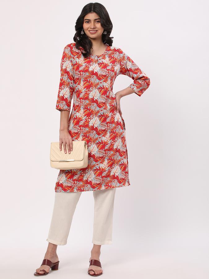 Women Floral Printed Straight Kurta image number 1
