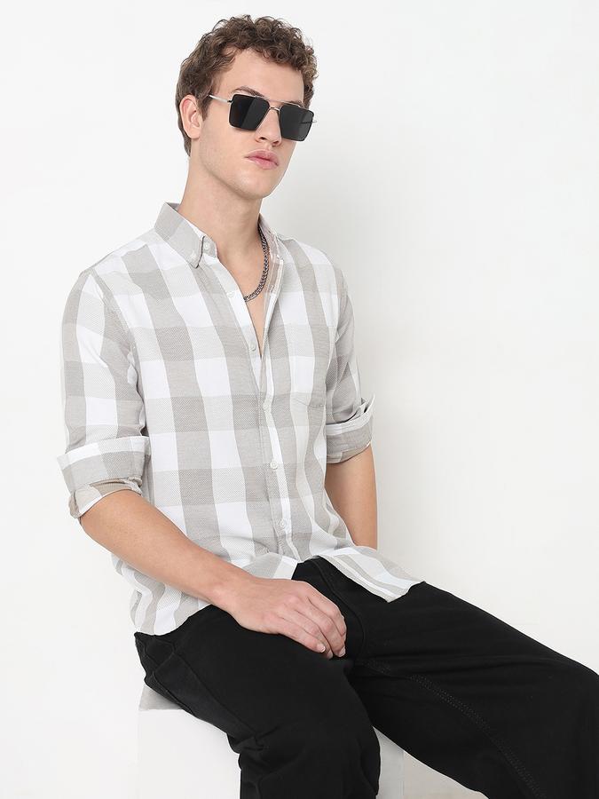 Men Cotton Regular Fit Button-Down Collar Checked Shirt