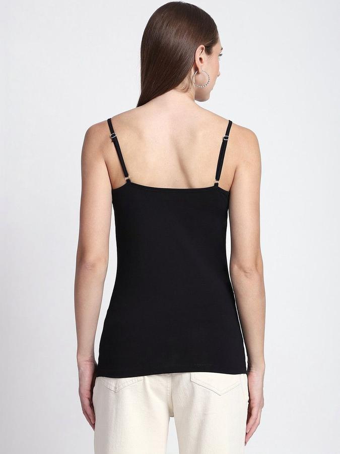 R&B Women Black Solid Shoulder Straps Camisole